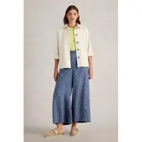 White Stuff Roxy Linen Blend Culotte Blue Multi Taglia: 6 LONG | Pantaloni Outlet | Donna | Bianco