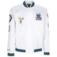 Mitchell & ness Giubbotto Bomber Uomo Nba Hometown Lw Satin Jacket Hardwood Classics Milbuc White