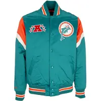 Mitchell & ness Giubbotto Bomber Uomo Nfl Heavyweight Satin Jacket Miadol Original Team Colors