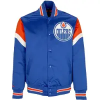 Mitchell & ness Giubbotto Bomber Uomo Nhl Heavyweight Satin Jacket Edmoil Original Team Colors