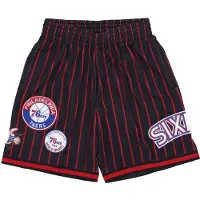 Mitchell & ness Pantaloncino Basket Uomo Nba Hometown Mesh Short Hardwood Classics Phi76e Black/red