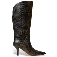 Twinset per donna. 262TGT074 Stivali alti in pelle con stampa pitone marrone (37), 3 a 5cm, Nessuno, Casual