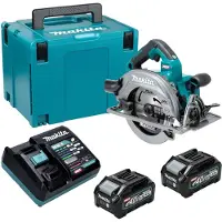 Makita Sega circolare a batteria HS 003 GM201 40 V max. 190 mm Brushless + 2 batterie da 4,0 Ah + caricabatterie + Makpac