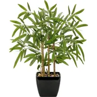 OEM Bonsai in bambù artificiale da 43 cm in vaso nero. Pianta da interno artificiale per soggiorno, sala da pranzo, bagno. Pianta decorativa