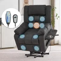 Merax Poltrona massaggiante , poltrona TV elettrica con funzione massaggio, funzione calore, funzione reclinabile, poggiapiedi, tasche laterali, portabicchieri, USB, grigio