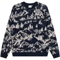 DEDICATED Sweatshirt Malmoe Blue Hills AOP Maglione Uomo (M, blu/grigio)
