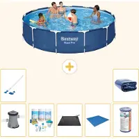 Bestway Piscina gonfiabile Steel Pro, rotonda, dimensioni 396x84 cm, composta da 8 parti, modello S21617
