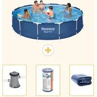 Bestway Steel Pro, piscina in acciaio, forma rotonda - 396x84 cm - 4 pezzi, modello S22313