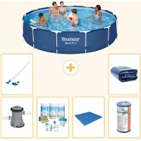 Bestway Steel Pro, piscina in acciaio, forma rotonda - 396x84 cm - composta da 7 elementi, modello S21620