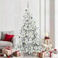 Prolenta Maison Exclusive - Albero di Natale artificiale pieghevole, bianco, 210 cm, in PVC e acciaio
