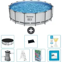 Bestway Steel Pro MAX, piscina in acciaio, forma rotonda, dimensioni 488x122 cm, composta da 6 parti, modello S621