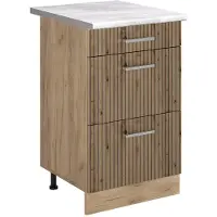Vicco Mobiletto base per cucina R-Line Rovere artigianale/Rovere dorato 50 cm piano di lavoro Marmo, Model 69912