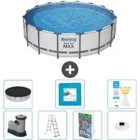 Bestway Piscina gonfiabile Steel Pro MAX, rotonda, 488x122 cm, composta da 6 parti, modello S674