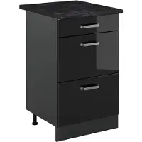 Vicco Mobiletto base per cucina R-Line Nero lucido/Antracite 50 cm piano di lavoro Antracite, Model 69875