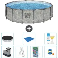 Bestway Piscina gonfiabile Steel Pro MAX, rotonda, 488x122 cm, composta da 6 parti, modello S568