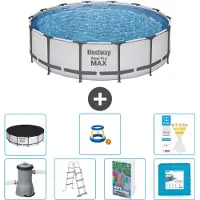 Bestway Steel Pro MAX, piscina in acciaio, forma rotonda, dimensioni 427x122 cm, composta da 6 parti, modello S570