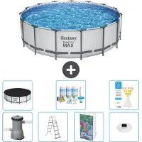 Bestway Steel Pro MAX, piscina in acciaio, forma rotonda, dimensioni 488x122 cm, composta da 6 parti, modello S576