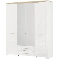 Dmora Mahone - Guardaroba Grande, 186x216h cm Bianco Opaco, 2 Cassetti