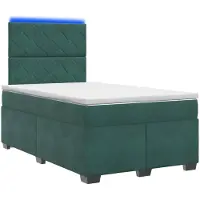 Syfax Letto a molle con materasso verde scuro 120 x 200 cm in velluto