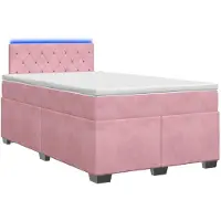 Syfax Letto con boxspring, materasso e luci LED rosa, dimensioni 120 x 200 cm, rivestito in velluto