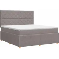 Syfax Letto a molle con materasso Taupe 140 x 200 cm in tessuto