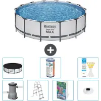 Bestway Steel Pro MAX, piscina in acciaio, forma rotonda, dimensioni 427x122 cm, composta da 6 parti, modello S622