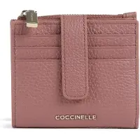 Coccinelle portacarte da donna metallic soft in vera pelle rosa