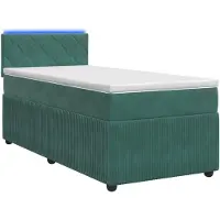 vidaXL Letto a molle con materasso verde scuro 100 x 200 cm in velluto