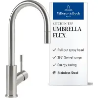 Villeroy & Boch Umbrella - Miscelatore per lavello con bocca estraibile, acciaio inox 925400LC
