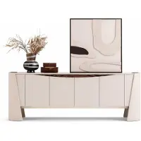 Xl Moebel Gmbh Set da pranzo moderno: tavolo da pranzo + 2 sedie; lussuosa credenza in legno beige