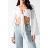 Guess Marciano GUESS Monica Ls Top White Peaks Taglia: 40 | Maglie a manica lunga Outlet | Donna | Bianco