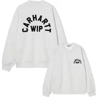 Carhartt WIP - Felpa dal taglio ampio - Arch Script Sweat Ash Heather Dark Navy Stone Washed per Uomo in Cotone - Taglia S - Blu navy