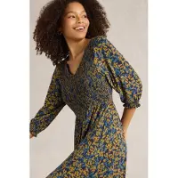 White Stuff Emily Shirred Jersey Dress Navy Print Taglia: 22 | Abiti Midi Outlet | Donna | Blu