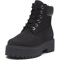 Timberland unisex per bambino. TB0A6EV9W051 Stivali in pelle nera Stone Street (34), Nero, Basso, Nubuck, Stringhe, Casual, moda per bambini