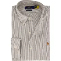 Ralph Lauren per uomo. 710953704503 Camicia Oxford a righe Custom Fit (L), Marrone, Casual, Cotone, Classico, Manica lunga