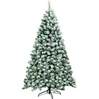 Costway Albero di Natale artificiale 180cm con cerniera e 250 luci LED, Pino innevato illuminato con 928 rami e base