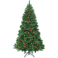 Costway Albero di Natale 200 cm 1100 rami, Abete artificiale con base resistente di metallo