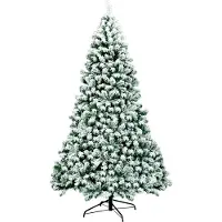 Costway Albero di Natale artificiale 230cm con cerniera e 550 luci LED, Pino innevato illuminato con 1346 rami e base