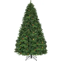 Costway Albero di natale artificiale 240cm con 600 LED, 81 pigne, 1335 rami, e un supporto in metallo