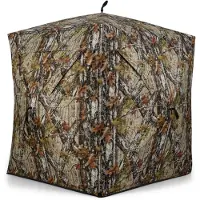Costway Tenda da terra per 2 persone con finestre scorrevoli silenziose, Tenda da caccia pannelli di sicurezza rifugio nascosto Marrone