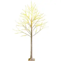 Costway Albero artificiale illuminato 180cm con 96 luci LED calde e bianche, Albero di betulla per Natale Pasqua Bianco