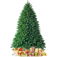 Costway Albero di Natale 180 cm con 1250 rami in PVC, Abete artificiale con cerniere e solida base di metallo