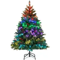 Costway Albero di 150cm natale artificiale con controllo remoto multicolori controllabili tramite app, Albero per casa e ufficio Verde