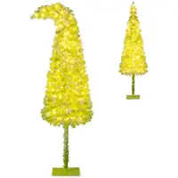 Costway Albero festivo artificiale pre-illuminato con punta flessibile 366 punte di ramo, Albero di natale da 210 CM Verde