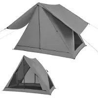 Costway Tenda campeggio pieghevole per 2-3 persone, Tenda familiare visibile solo da un lato resistente a vento e acqua Grigio
