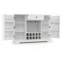 Costway Credenza buffet da cucina in legno portabottiglie e portabicchieri, Mobile dispensa con cassetto per sala da pranzo Bianco