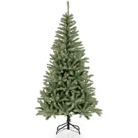 Costway Albero di natale pieghevole con 692 rami e base in metallo pieghevole, Albero di natale artificiale luminoso al buio da 180 cm Verde