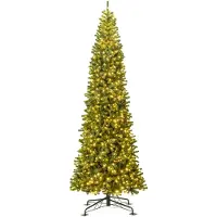 Costway Decorazione natalizia per interni ed esterni con 2536 rami in PVC, Albero di Natale artificiale pre-illuminato