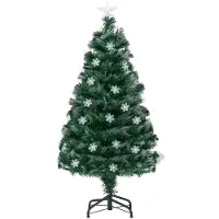 Costway Albero di natale artificiale preilluminato con 8 modalità di illuminazione, Albero di natale in fibra ottica con base in metallo pieghevole da 120 cm