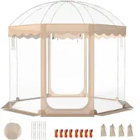 Costway Tenda a bolla trasparente vista panoramica a 540°, Tenda sportiva pop-up con 8 corde antivento 16 picchetti 4 sacchi di sabbia e borsa
